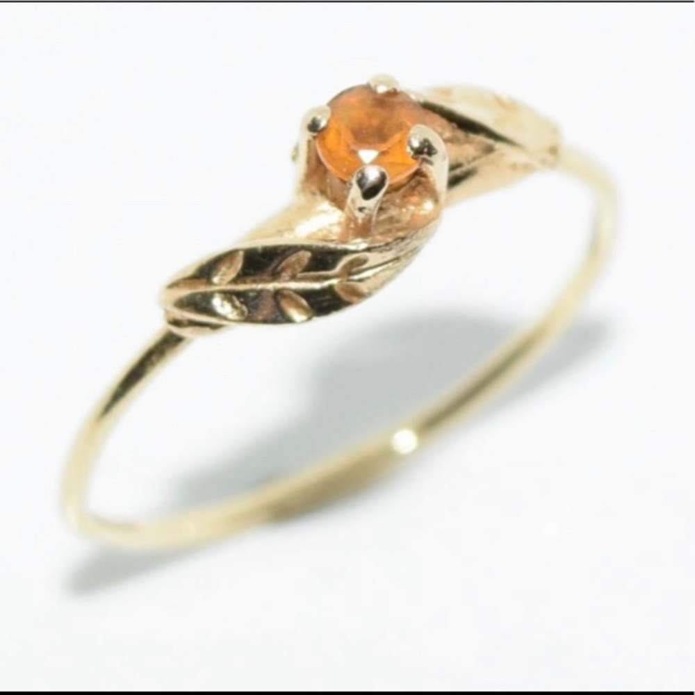 Dainty 10K Gold Round Cut Citrine Ring